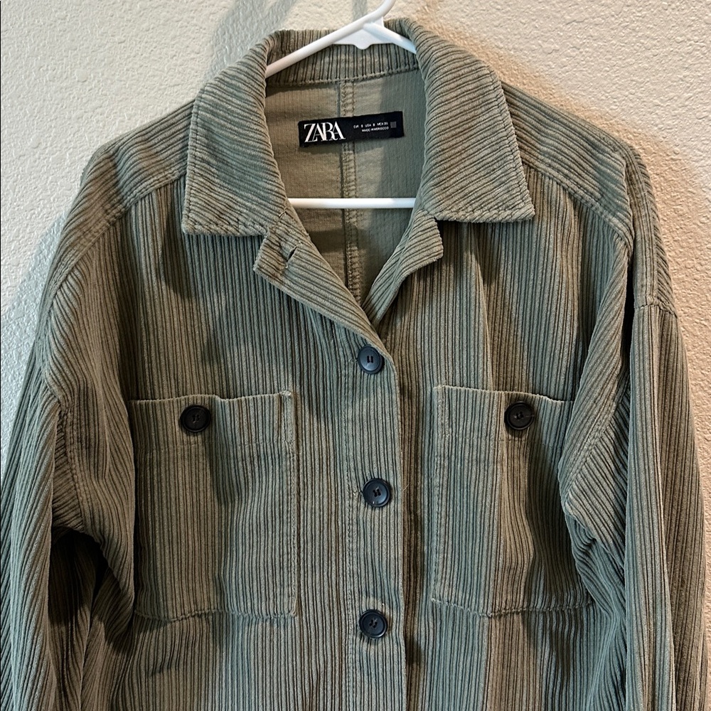 Zara Sage Green Corduroy Jacket